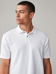 White Textured Short Sleeve Polo Shirt - Image 4 of 7