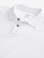White Textured Short Sleeve Polo Shirt - Image 6 of 7