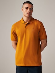 Amber Yellow Regular Fit Short Sleeve Pique Polo Shirt - Image 3 of 6