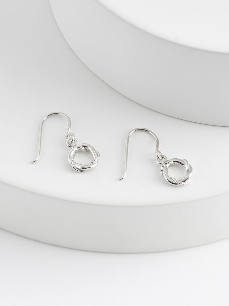 Sterling Silver Twist Circle Drop Earrings - Image 1 of 1