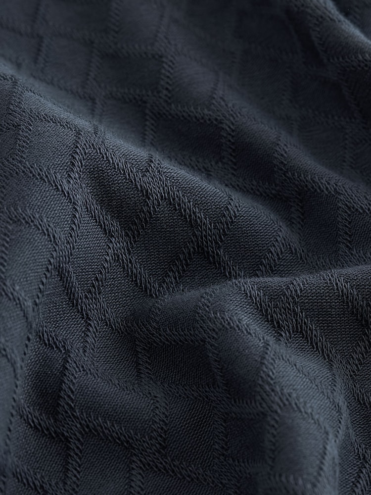 Dark Charcoal Grey Slim Fit Smart Quarter Zip Polo Shirt - Image 7 of 7