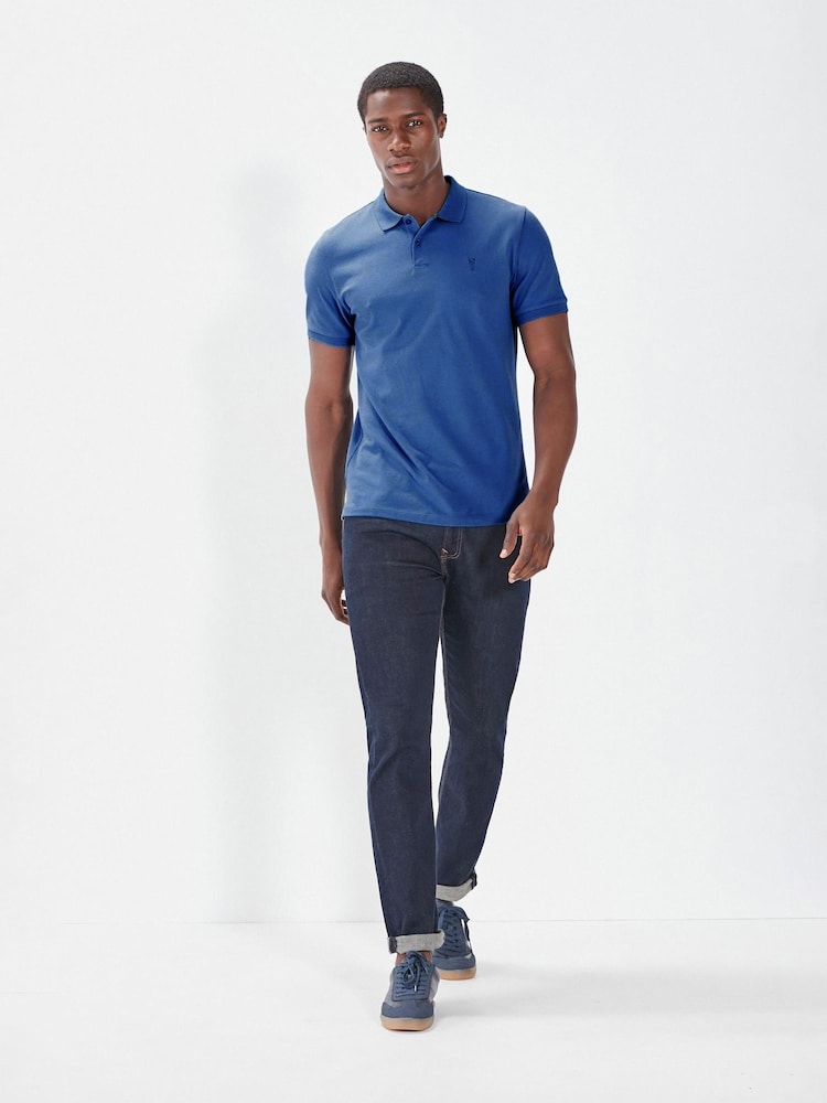 Mid Blue Regular Fit Short Sleeve Pique Polo Shirt - Image 2 of 7