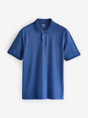 Mid Blue Regular Fit Short Sleeve Pique Polo Shirt - Image 5 of 7