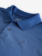 Mid Blue Regular Fit Short Sleeve Pique Polo Shirt - Image 6 of 7