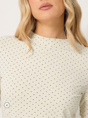 Long Tall Sally White Polka Dot Long Sleeve High Neck Top - Image 4 of 6