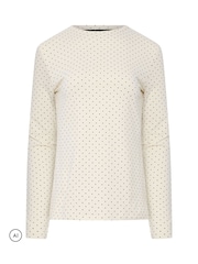 Long Tall Sally White Polka Dot Long Sleeve High Neck Top - Image 5 of 6