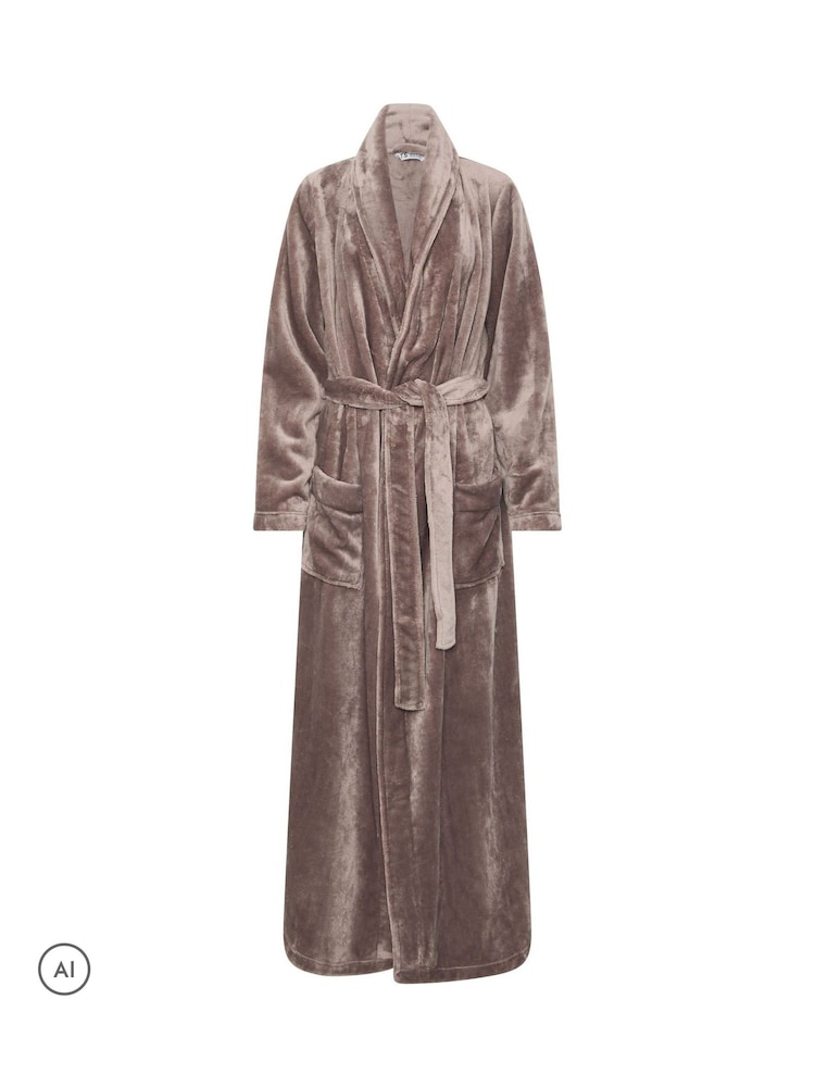 Long Tall Sally Natural Super Luxe Maxi Dressing Gown - Image 1 of 6 Long Tall Sally Natural Super Luxe Maxi Dressing Gown - Image 1 of 6