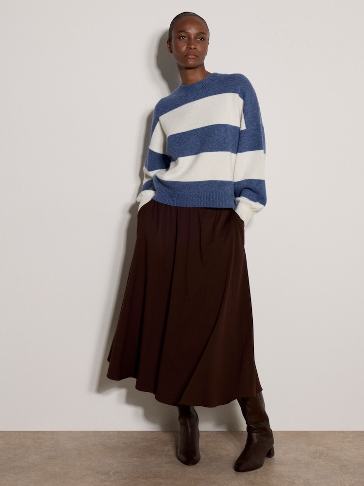 Apricot Blue Chunky Knit Stripe Oversized Jumper - Image 1 of 4