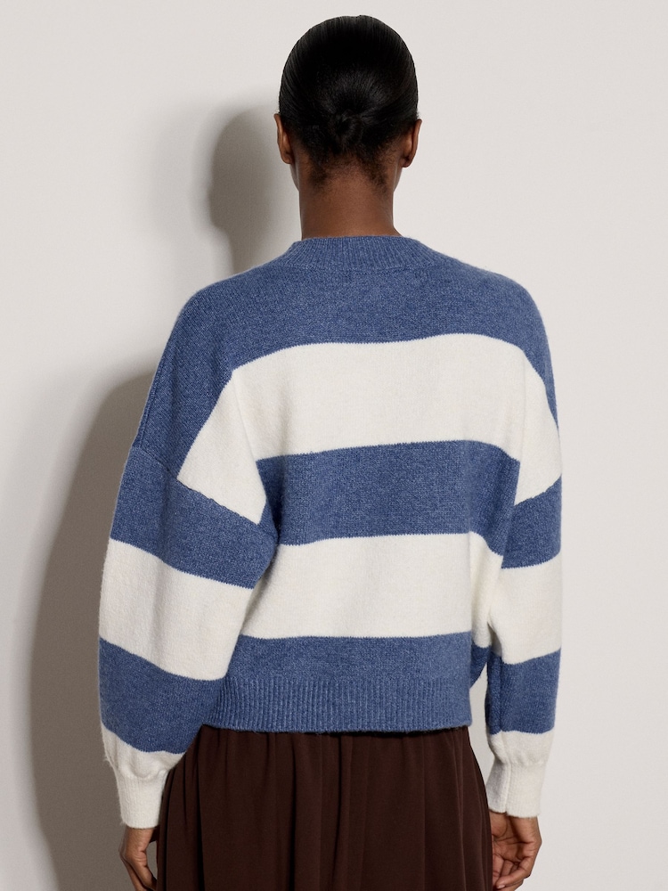 Apricot Blue Chunky Knit Stripe Oversized Jumper - Image 2 of 4