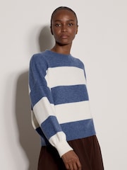 Apricot Blue Chunky Knit Stripe Oversized Jumper - Image 3 of 4