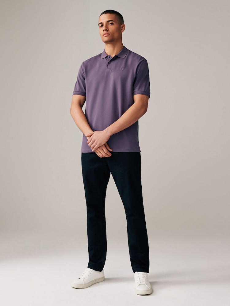 Purple Regular Fit Short Sleeve Pique Polo Shirt - Image 2 of 8 Purple Regular Fit Short Sleeve Pique Polo Shirt - Image 2 of 8