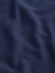 Navy Blue 100% Cotton Textured Waffle Jersey Shirt - Image 8 of 8