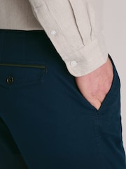 Brook Taverner Blue Textured Stretch Cotton Trousers - Image 3 of 4