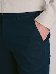Brook Taverner Blue Textured Stretch Cotton Trousers - Image 4 of 4
