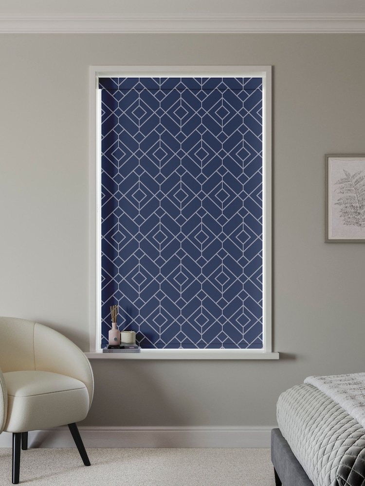 Blue Lattice Geo Made to Measure Roller Blind - Image 2 of 6