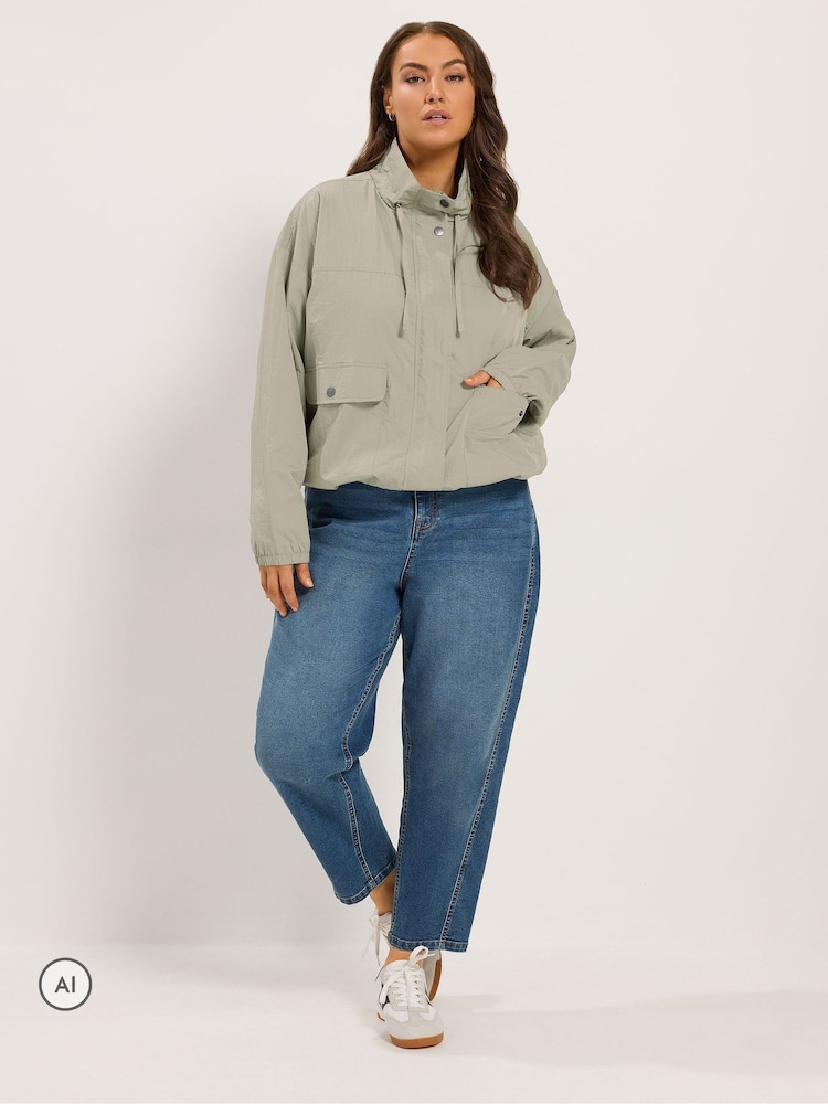 Yours Curve Grey Lightweight Funnel Neck Jacket - Image 2 of 7