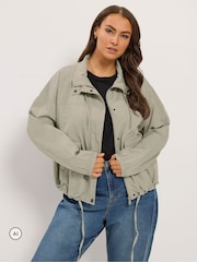 Yours Curve Grey Lightweight Funnel Neck Jacket - Image 4 of 7