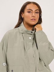 Yours Curve Grey Lightweight Funnel Neck Jacket - Image 5 of 7