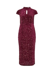 Yours Curve London Velvet Sequin Keyhole Maxi Dress - 2суретінің 1 суреті