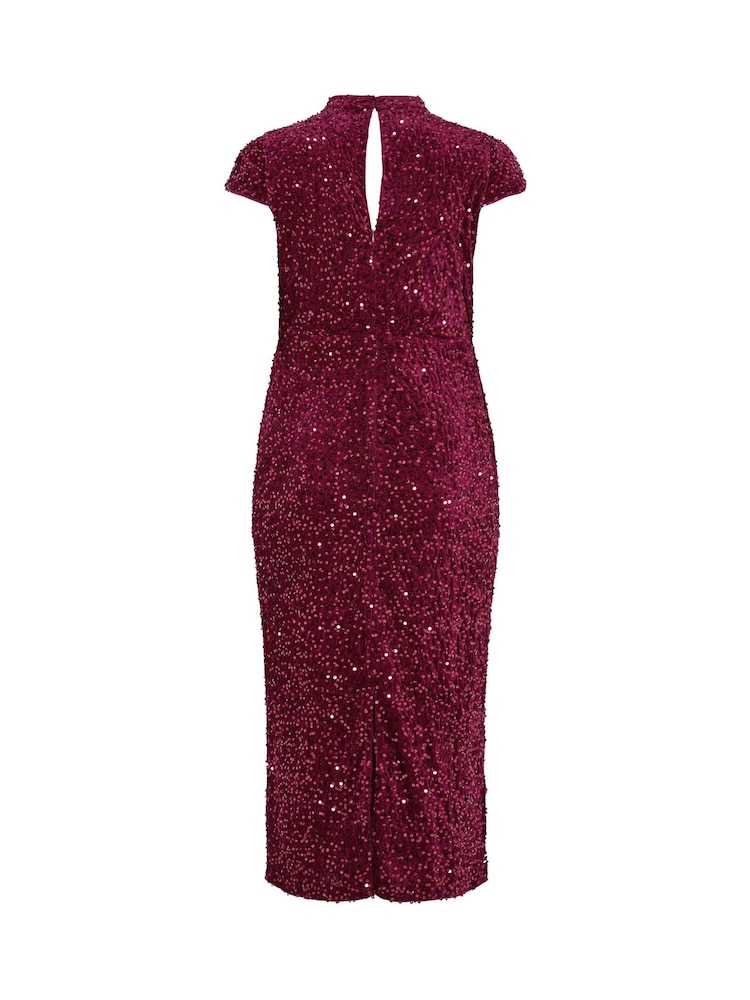 Yours Curve Red London Velvet Sequin Keyhole Maxi Dress - Image 6 of 6 Yours Curve Red London Velvet Sequin Keyhole Maxi Dress - Image 6 of 6