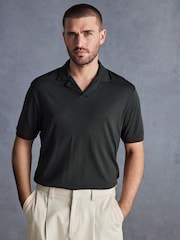Olive Green Signature Modal Cuban Collar Polo Shirt - Image 5 of 9