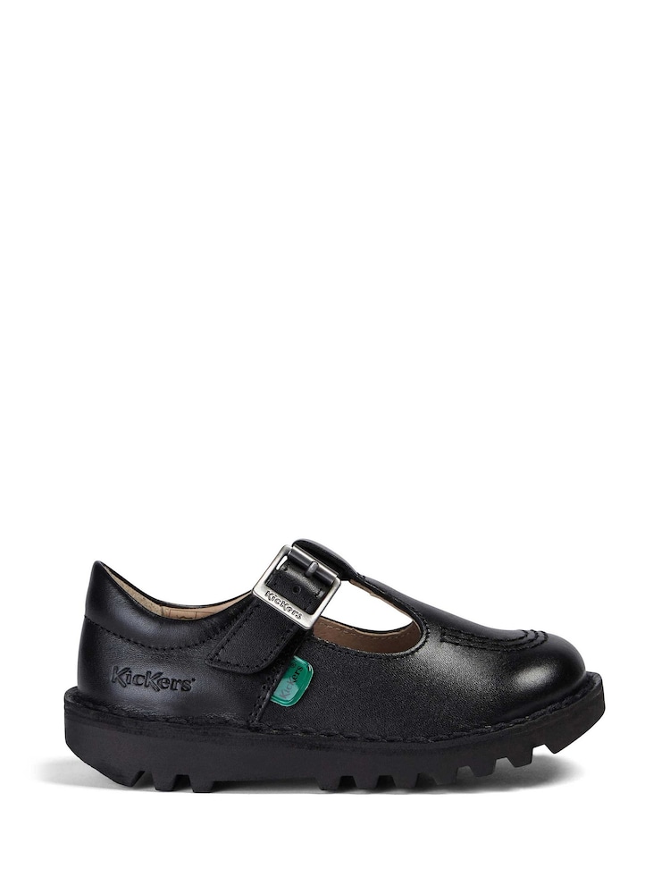 Kickers Black Leather Infant Leather T-Bar School Shoes - Image 1 of 7 Kickers Black Leather Infant Leather T-Bar School Shoes - Image 1 of 7