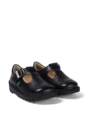 Kickers Black Leather Infant Leather T-Bar School Shoes - Image 2 of 7