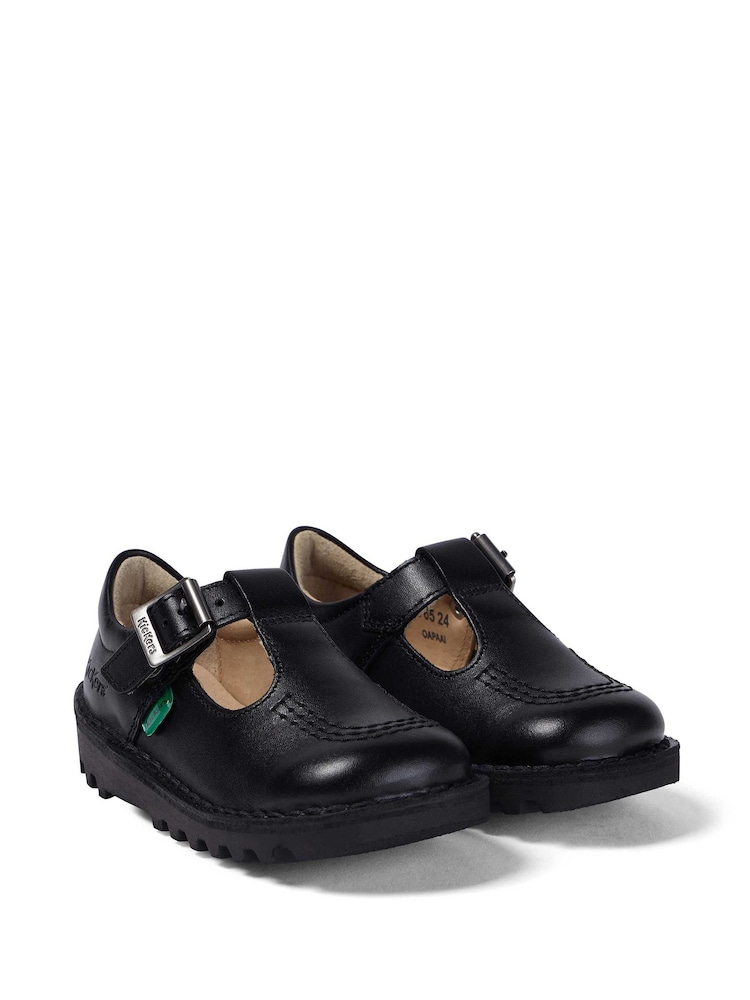 Kickers Black Leather Infant Leather T-Bar School Shoes - Image 2 of 7