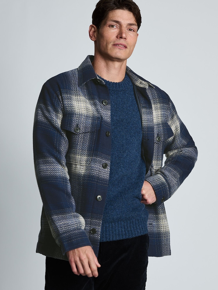 Brook Taverner Blue Flap Pocket Check Overshirt - Image 1 of 6