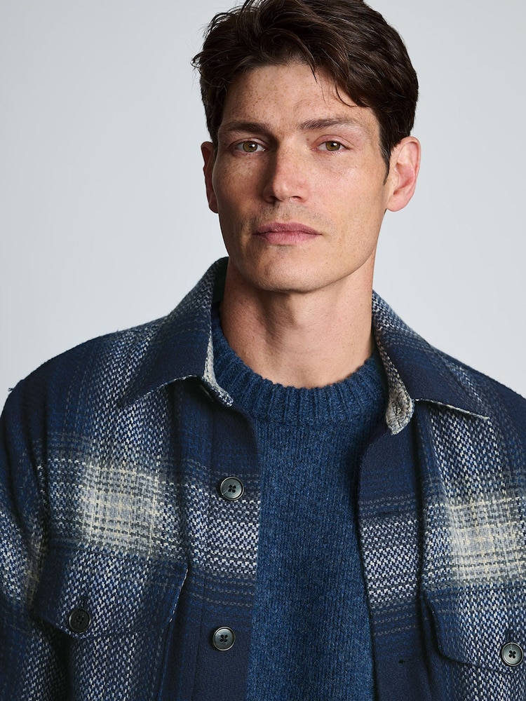 Brook Taverner Blue Flap Pocket Check Overshirt - Image 2 of 6