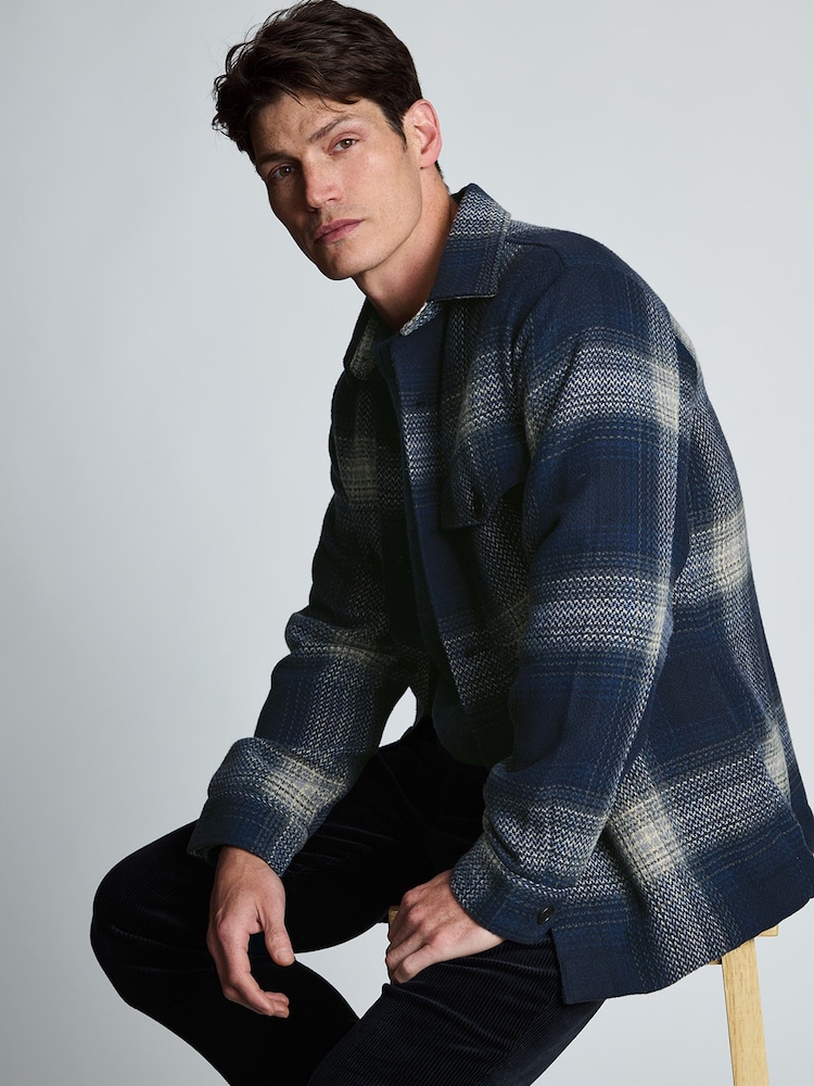 Brook Taverner Blue Flap Pocket Check Overshirt - Image 6 of 6