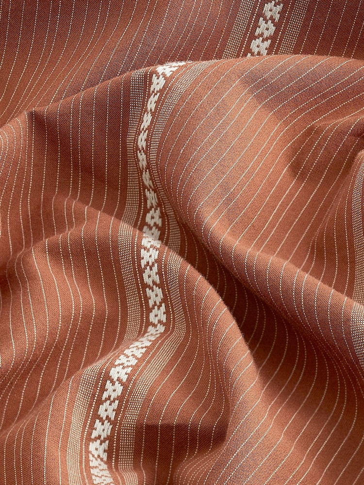 Brown Textured Stripe Short Sleeve Cuban Collar Shirt - Image 7 of 7