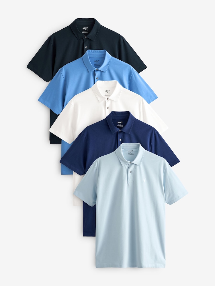 Azul - Corte estándar - Pack de 5 polos de punto de manga corta - Imagen 1 de 17 Azul - Corte estándar - Pack de 5 polos de punto de manga corta - Imagen 1 de 17