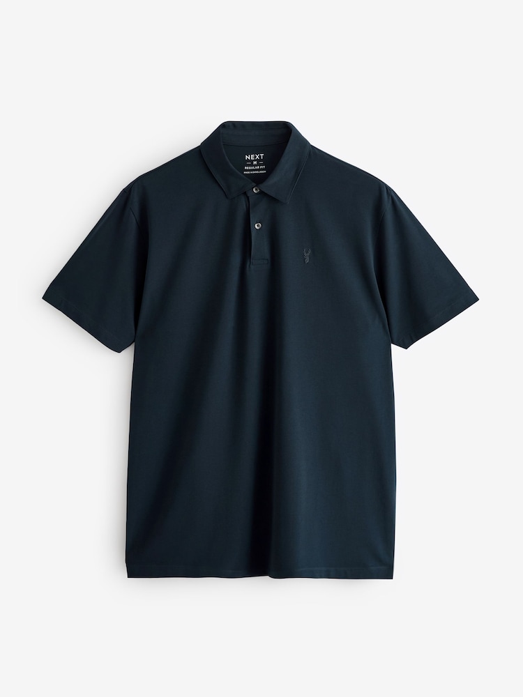 Blue Regular Fit Short Sleeve Jersey Polo Shirts 5 Pack - Image 12 of 17
