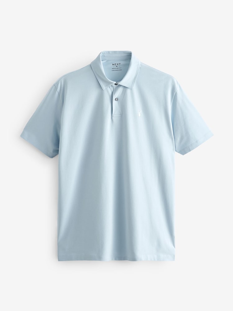 Blue Regular Fit Short Sleeve Jersey Polo Shirts 5 Pack - Image 14 of 17