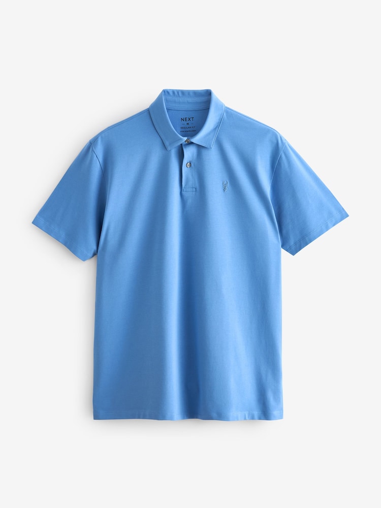 Blue Regular Fit Short Sleeve Jersey Polo Shirts 5 Pack - Image 15 of 17