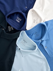 Blue Regular Fit Short Sleeve Jersey Polo Shirts 5 Pack - Image 16 of 17