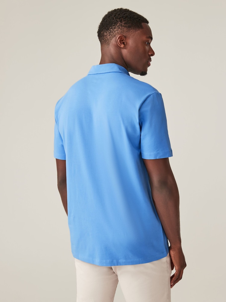 Blue Regular Fit Short Sleeve Jersey Polo Shirts 5 Pack - Image 3 of 17