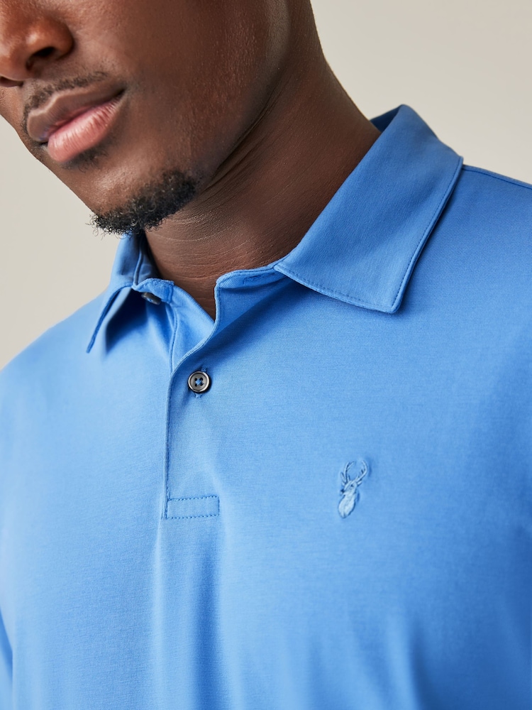 Blue Regular Fit Short Sleeve Jersey Polo Shirts 5 Pack - Image 4 of 17