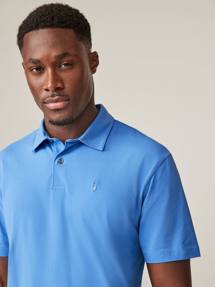 Blue Regular Fit Short Sleeve Jersey Polo Shirts 5 Pack - Image 6 of 17