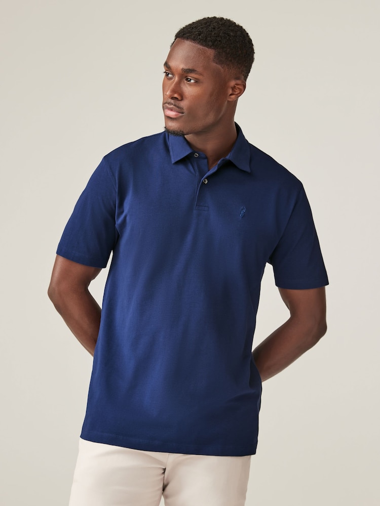 Blue Regular Fit Short Sleeve Jersey Polo Shirts 5 Pack - Image 9 of 17