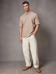 Neutral Relaxed Fit Zip Neck Polo Shirt - Image 2 of 6