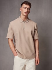 Neutral Relaxed Fit Zip Neck Polo Shirt - Image 3 of 6