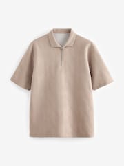 Neutral Relaxed Fit Zip Neck Polo Shirt - Image 4 of 6
