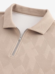 Neutral Relaxed Fit Zip Neck Polo Shirt - Image 6 of 6
