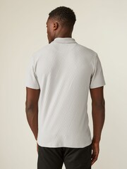 Light Grey Slim Fit Smart Zip-Neck Polo Shirt - Image 3 of 6