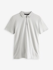Light Grey Slim Fit Smart Zip-Neck Polo Shirt - Image 4 of 6