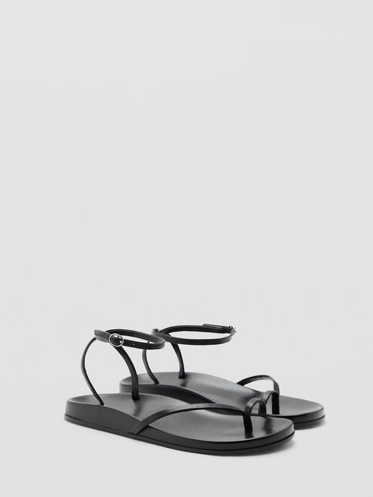 Mango Black Strappy Casual Sandals - Image 2 of 4 Mango Black Strappy Casual Sandals - Image 2 of 4