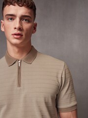 Neutral Regular Fit Smart Zip-Neck Polo Shirt - Image 1 of 7