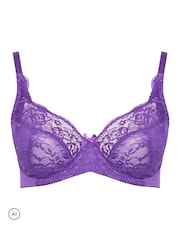Yours Curve Purple Stretch Lace Non-Padded Underwired Bra - Image 5 of 6